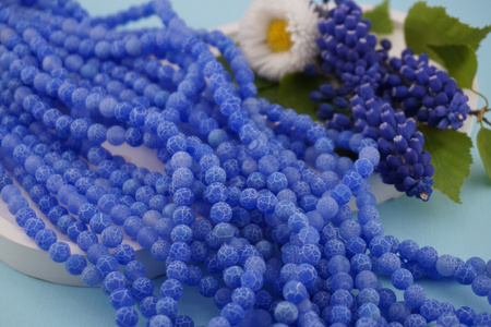 Agat trawiony / kula / 6mm / szafirowy / około 60szt