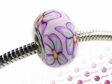 Koraliki fimo, modułowe / oponka / posrebrzane / 16x11mm / wielkość otworu 4,5mm / 1szt