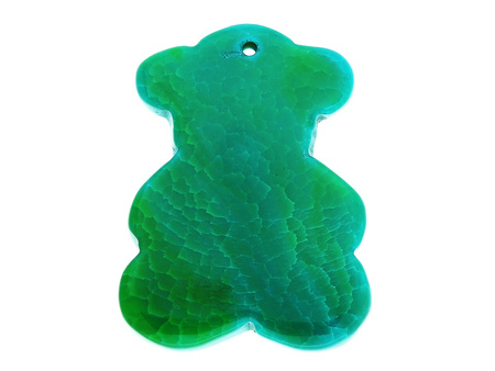 Agat / zawieszka / miś / 46x35x6mm / ciemny zielony / 1szt