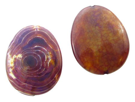 Agat / owal plaster / 50-55mm x 40-45mm / kolor fioletowy, pomarańczowy, biały / otwór 2.5mm / 1szt