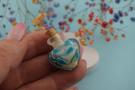 Fiolka serce / niebieski / szkło lampwork / 27x25mm / 1szt