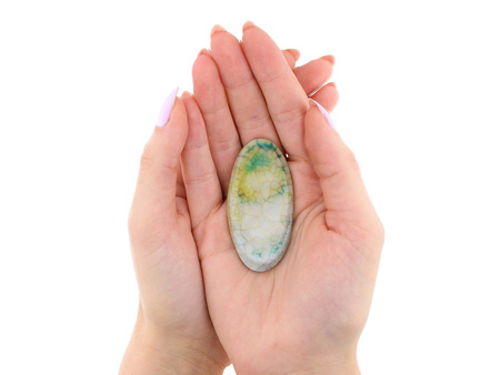 Agat / do oprawy / owal / 60x30mm / biało-zielono-żółty / 1szt