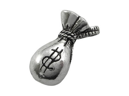 Zawieszka ozdobna / kolor srebrny / sakiewka / 27x14mm / otwór 7x4mm  / 1szt