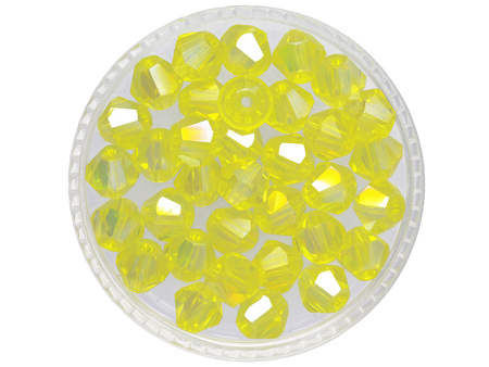 CrystaLove™ / kryształki szklane / bicone / 6mm / żółty AB / 46szt