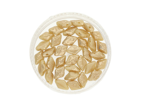 GEMDUO™ / 8x5mm / Opaque Ivory / Gold Splash / 5g / ~35szt