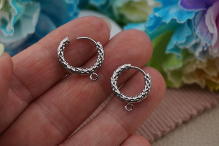 Bigle koła ozdobne z podwieszką / stal chirurgiczna / 16mm / srebrny / 2szt