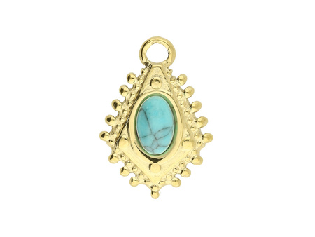 Turkus / zawieszka / 16x11mm / stal chirurgiczna / złoty / 1szt