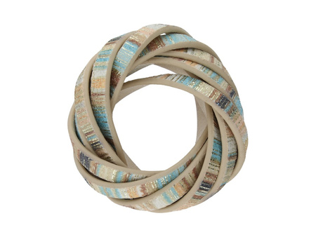 Rainbow™ / rzemień ekologiczny / płaski / 5.5x2.5 mm / beżowo-miętowy / 1m