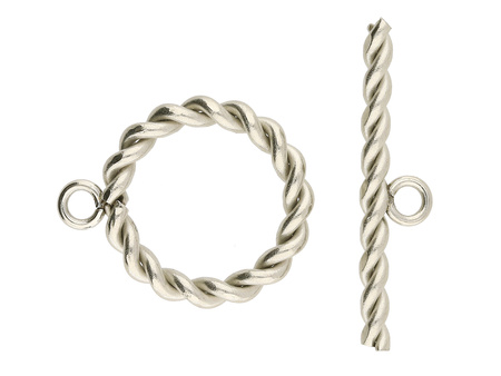 Zapięcie toggle / sznur / stal chirurgiczna / 18x15 + 22x5mm / srebrny / 1szt