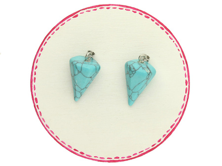 Howlit / zawieszka z krawatką / hexagon grot / 25x15mm / turkusowy / 1szt