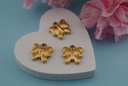 Motylek / zawieszka / stal chirurgiczna / 12x12mm / złoty / 1szt