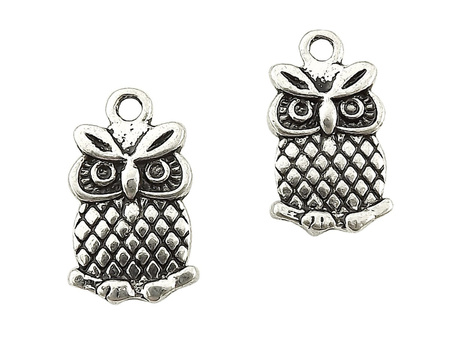 Zawieszka charms sowa / kolor srebrny / oksydowana / 20x11mm / 1szt