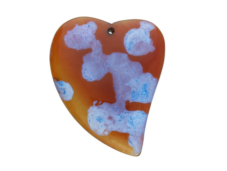 Agat / zawieszka / serce / 53x44x7mm / pomarańczowo-niebieski / 1szt