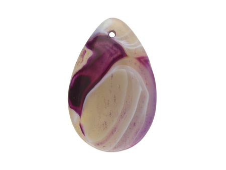 Agat / zawieszka / kropla / 44x29x6mm / beżowy, fioletowy / 1szt