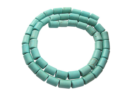 Howlit imitujący turkus, walec / turkusowy / 8x6mm / otwór 1mm / 50szt / 1sznur