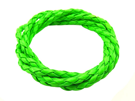 Rzemień ekologiczny, pleciony, okrągły / zielony neon / 4mm / 1m
