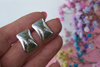 Sztyfty prostokąty ozdobne / stal chirurgiczna / 27x16mm / srebrny / 2szt