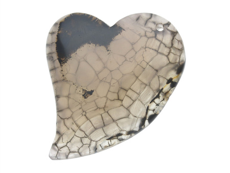 Agat / zawieszka / serce / 50x42x7.5mm / szaro-kremowy / 1szt