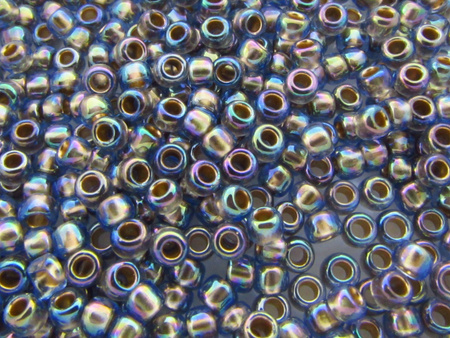 TOHO™ / Round 8/0 / Gold-Lined Rainbow / Lt Sapphire / 10g / ~410szt