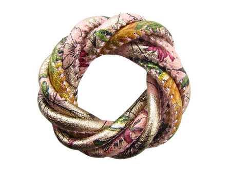 Rzemień TOKYO™, ekologiczny szyty w kwiaty 5x7mm / różowy / 20cm