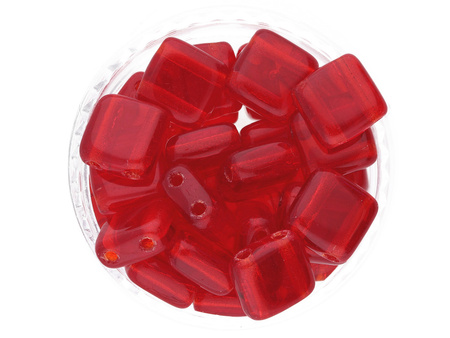 CZECHMATES™ / Tile Bead / 6mm / Transparent / Siam Ruby / 30szt