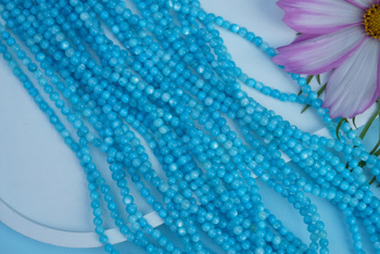 Muszla / sznur koralików / kula / 3mm / błękitny / około 130szt