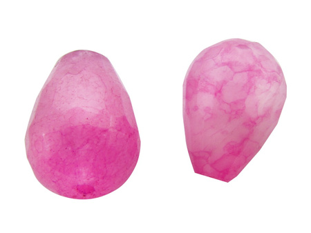 Agat 14x10mm, kropla fasetowana / kolor mleczny różowy / otwór 1.5mm / 2szt