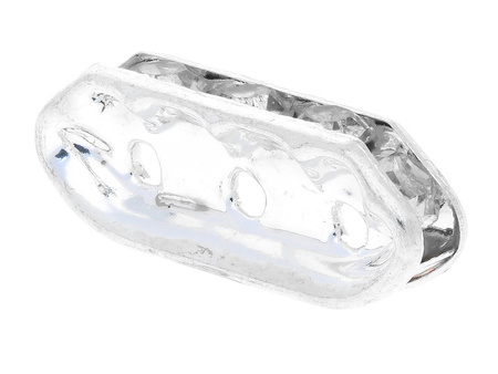 GlitteRing™ / separator / przekładka / 6 cyrkonii / 3.5x18x7mm / jasny srebrny / 3 otwory / 10szt