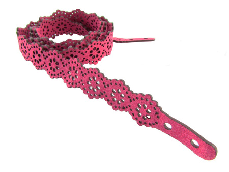Rzemień ekologiczny KORONKA / zamszowy / płaski / ciemny amarantowy / 1.5x17mm / długość 71cm