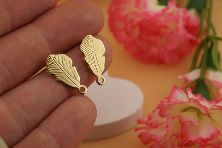 Sztyfty liście / stal chirurgiczna / 21x14mm / złoty / 2szt