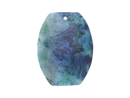 Agat / zawieszka / zaokrąglony prostokąt / 39x29x6mm / zielono-niebieski / 1szt