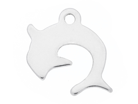 Delfin / stal chiurgiczna / zawieszka charms / 14x15.5x1mm / srebrny / 4szt