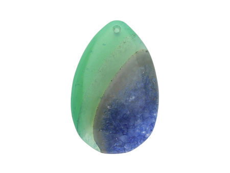 Agat / zawieszka / owal nieregularny / 49x32x7mm / niebiesko-zielony / 1szt