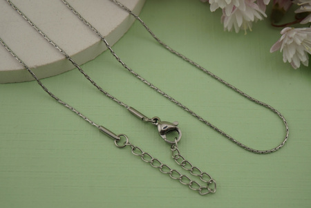 Łańcuszek żmijka / stal chirurgiczna / 0,8mm / srebrny / 40+5cm