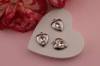 Zawieszka serce z cyrkonią / 11mm / srebrny / 1szt