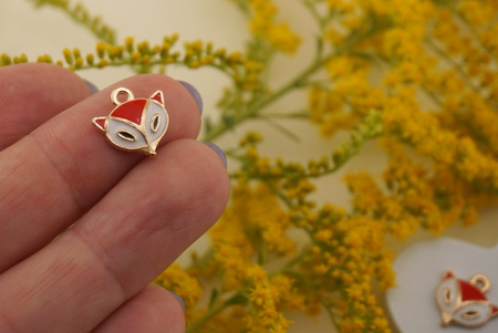 Lis rudy / zawieszka emaliowana / 13x13mm / metal / złoty / 1szt