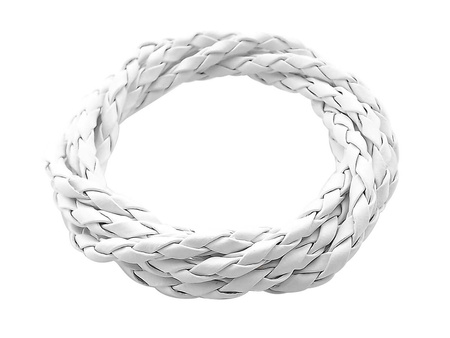 Rzemień ekologiczny, pleciony, okrągły / biały / 4mm / 1m