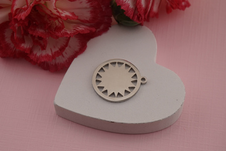 Moneta z gwiazdką i cyrkonią / zawieszka stal chirurgiczna / 18mm / srebrny / 1szt