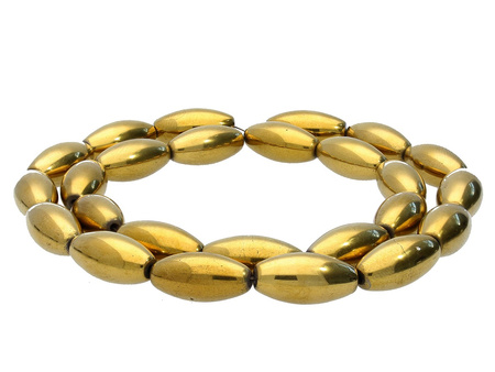 Hematyt, kamień naturalny / oliwka / 8x5x5mm / Gold / otwór 1mm / 52szt