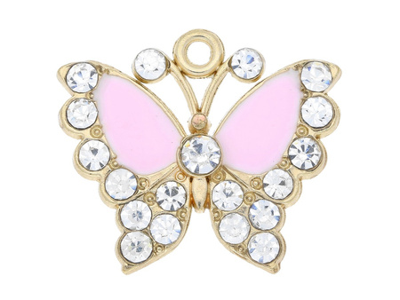 Motyl Glamm™ / zawieszka charms / 19 cyrkonii / 19x22x3mm / KC Gold, Crystal / 1szt