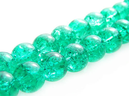 Koraliki szklane crackle, kula 6mm - kolor miętowy - sznur 140szt.