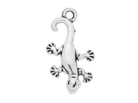 Jaszczurka / zawieszka charms / 22x12mm / srebrny / 4szt