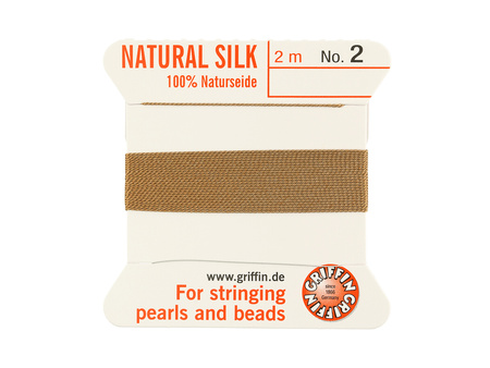 GRIFFIN™ / nić jedwabna z igłą / 0.60mm / beige / 2m