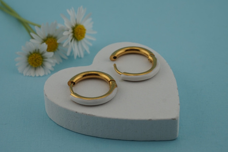 Kolczyki kółka / stal chirurgiczna / 12mm / złoty, biały / 2szt