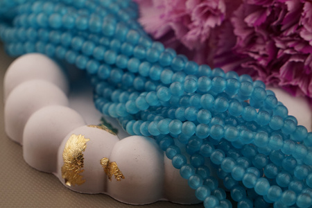 Kocie oko / kula / 6mm / morski / ok 60 szt / 1 sznur