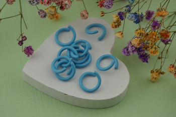 Kółka pojedyncze / otwarte / 10mm  / błękitny / drut 1mm / 10szt