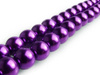 Koraliki szklane perłowe, kula 12mm - kolor fioletowy - sznur 76szt.