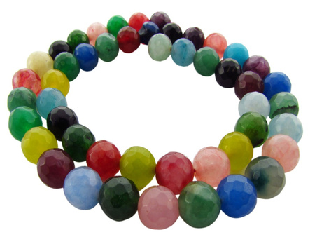 Agat barwiony, kula fasetowana 7-8mm / multikolor / otwór 1.6mm / 45szt / 1 sznur