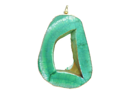 Agat druzy / zawieszka / w okuciu / plaster nieregularny / 75x51x12mm / zielony / 1szt