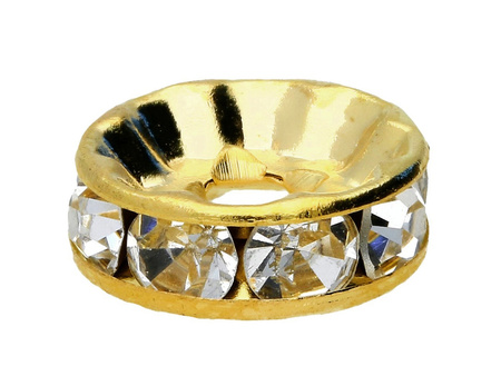 GlitteRing™ / przekładka /  flat / 6mm / kolor złoty, Crystal / otwór 1.5mm / 20szt